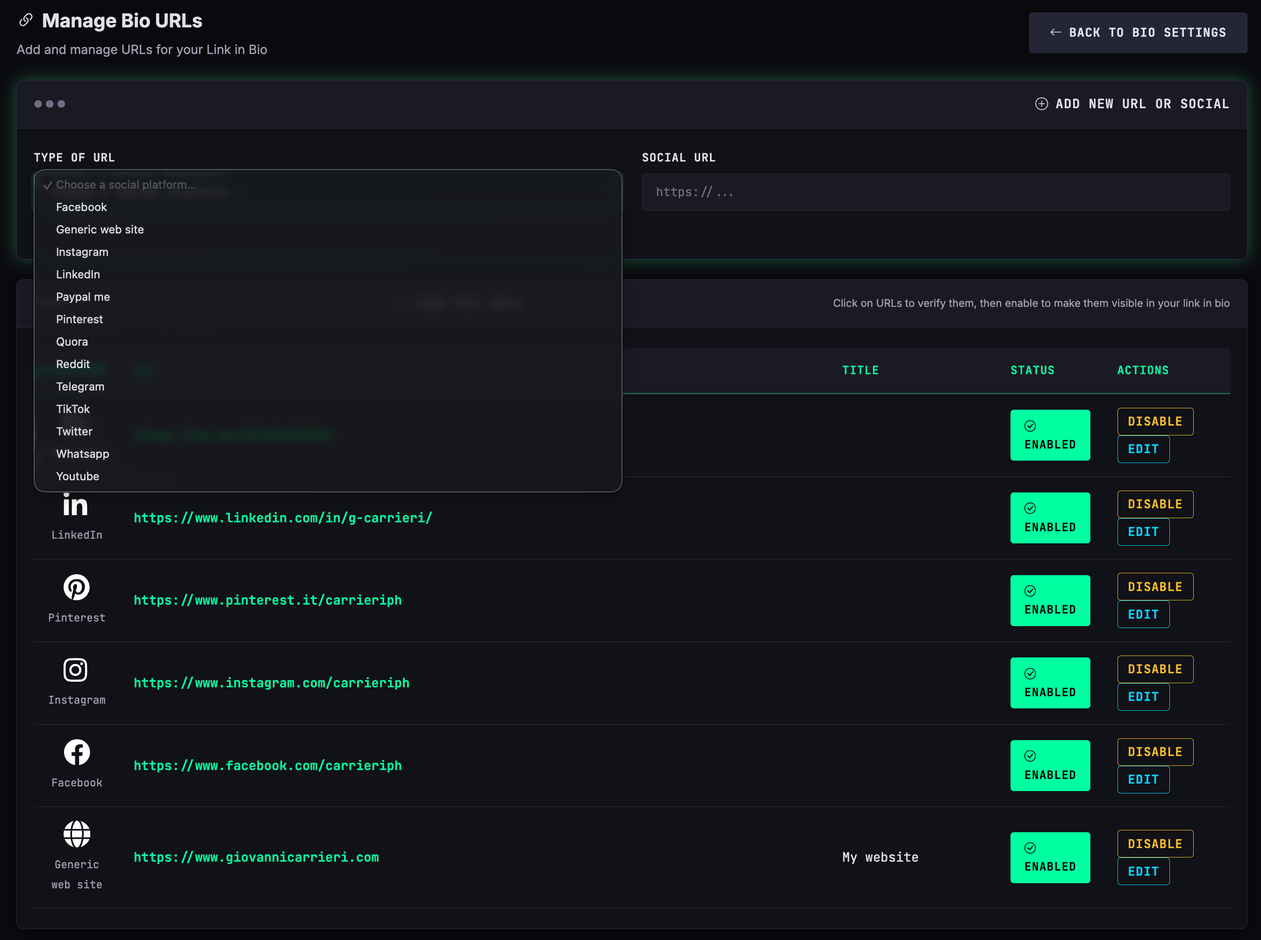 Link Management Interface
