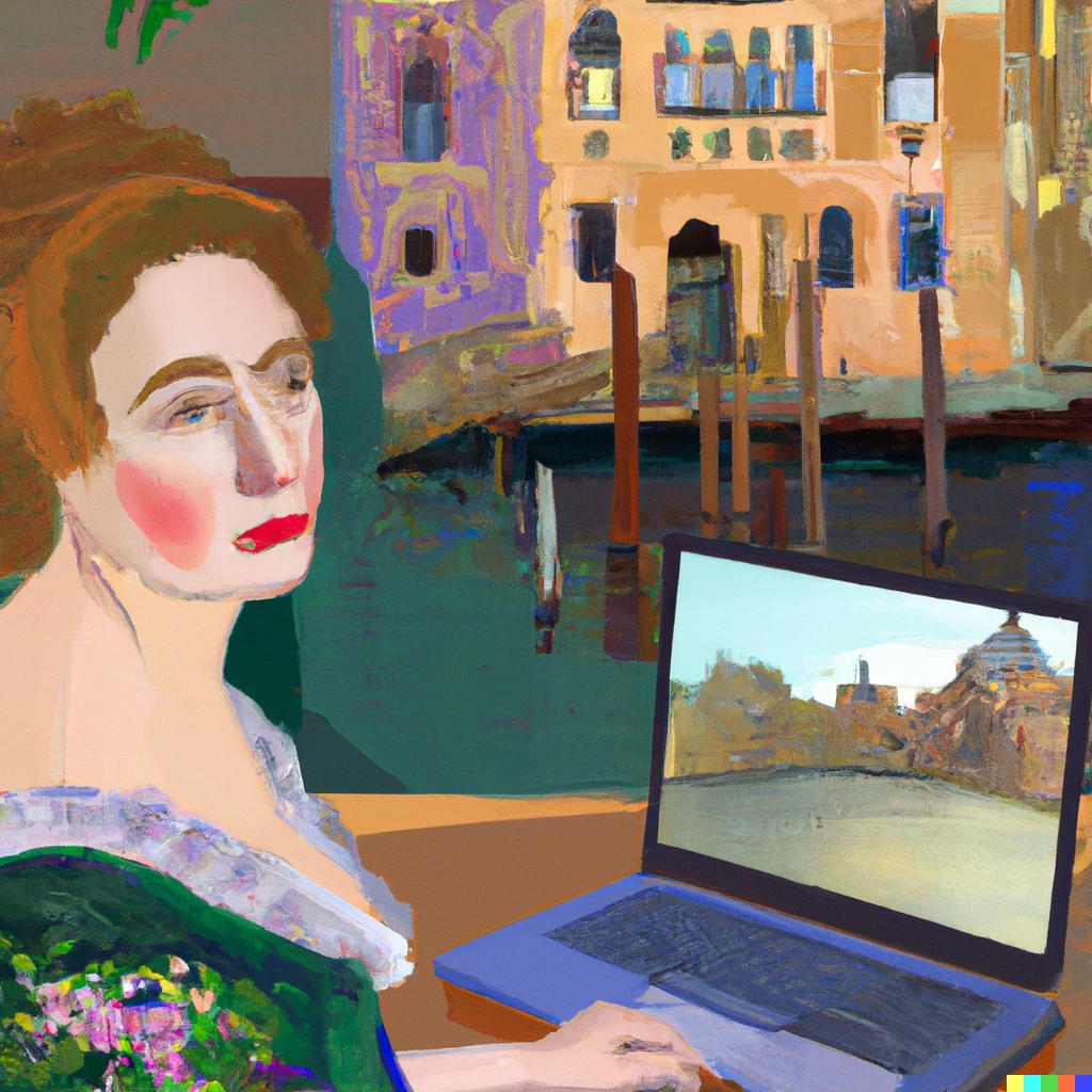Portrait of a woman working along the Venetian calli. Inspired by the paintings of Canaletto